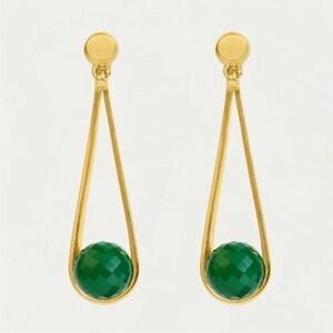 Dean Davidson Mini Ipanema Drop Earrings 22k Gold Plate Green Onyx